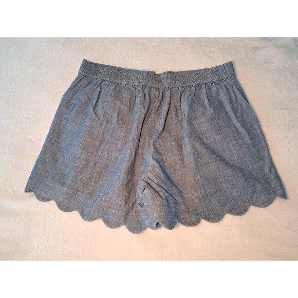 J.Crew 4" Chambray Scalloped Hem Shorts 100% Cotton Echo Blue L1670 Size Small - Picture 6 of 9